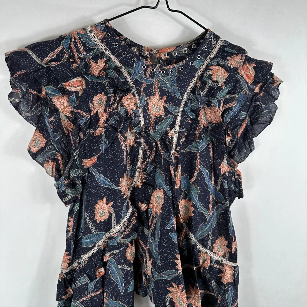 Isabel Marant Floral Ruffle Sleeve Top | Size 38 | US Size 6 - Picture 3 of 12